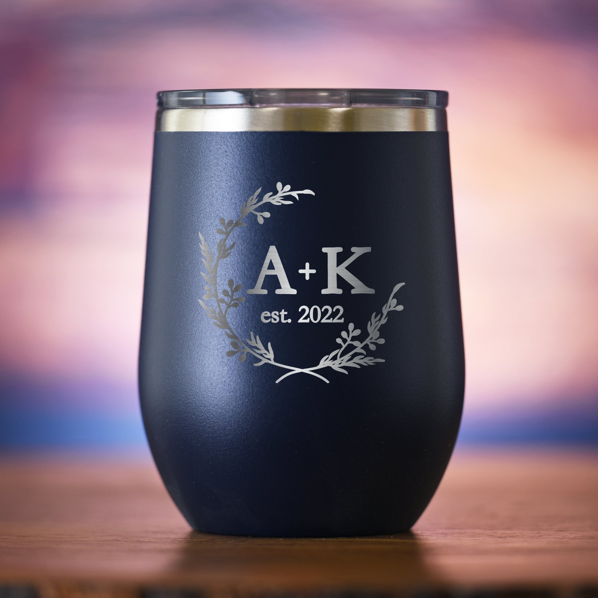 Personalized Stemless Insulated Wedding Wine Tumbler Gift