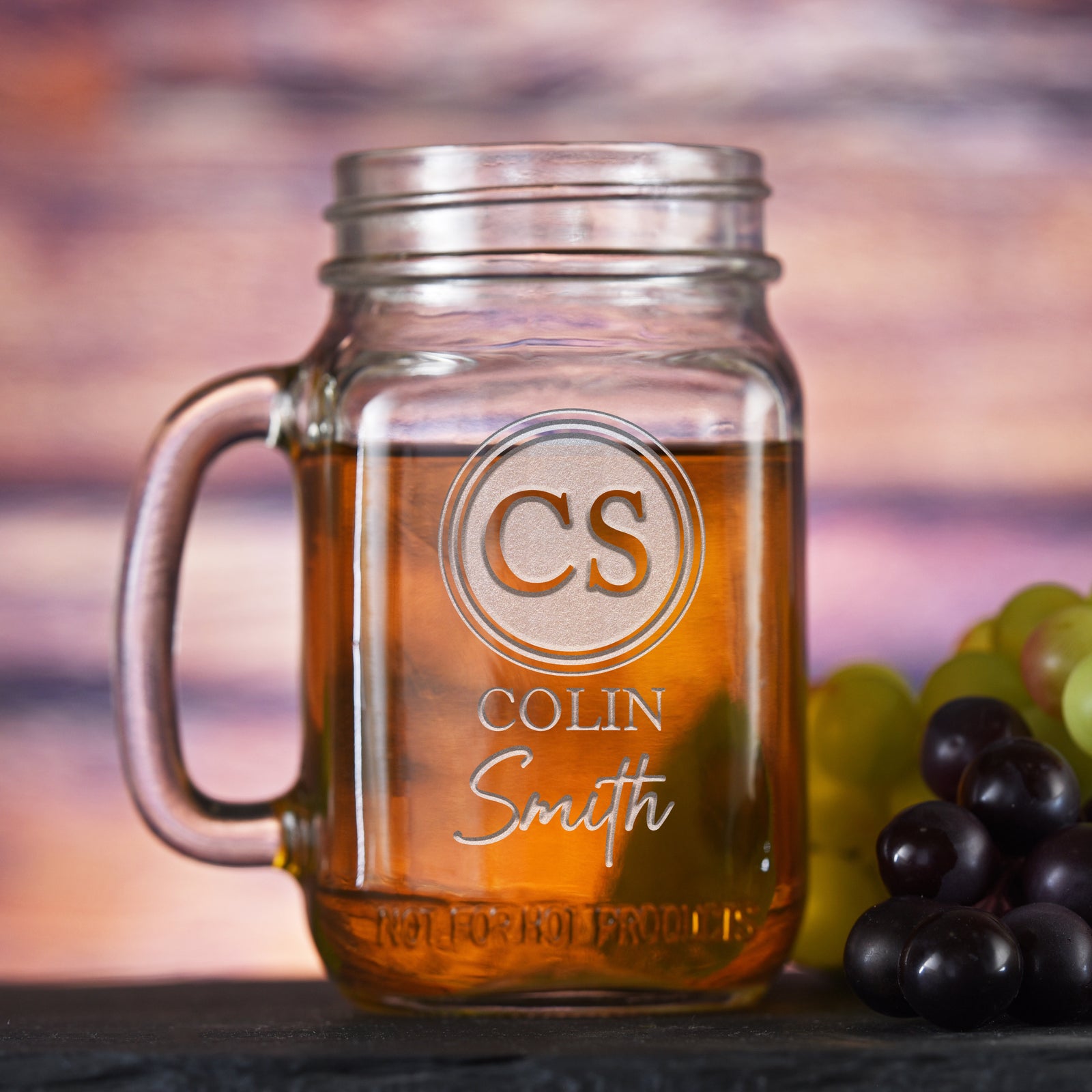 Two Monograms, Wedding Favor Gift Mason Jar