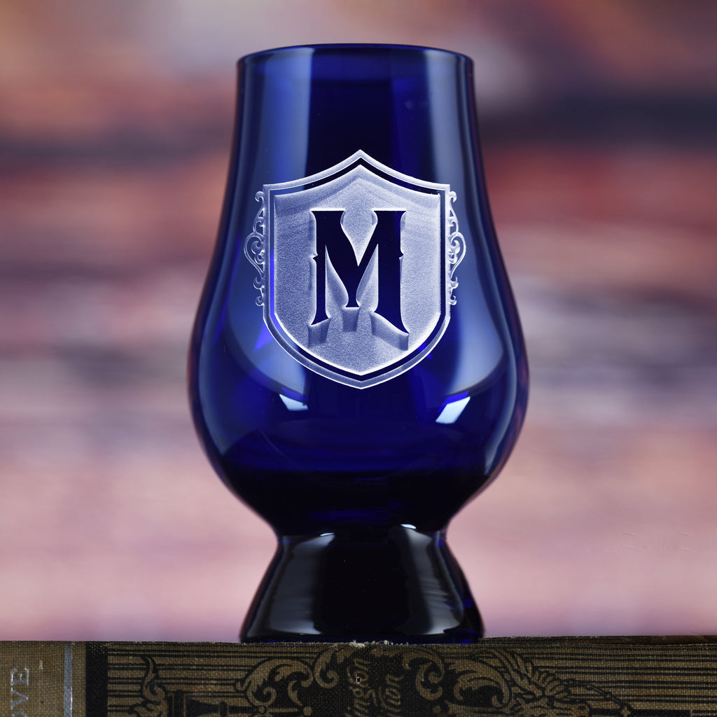 Engraved Blue Glencairn Whisky Glass - with Crest