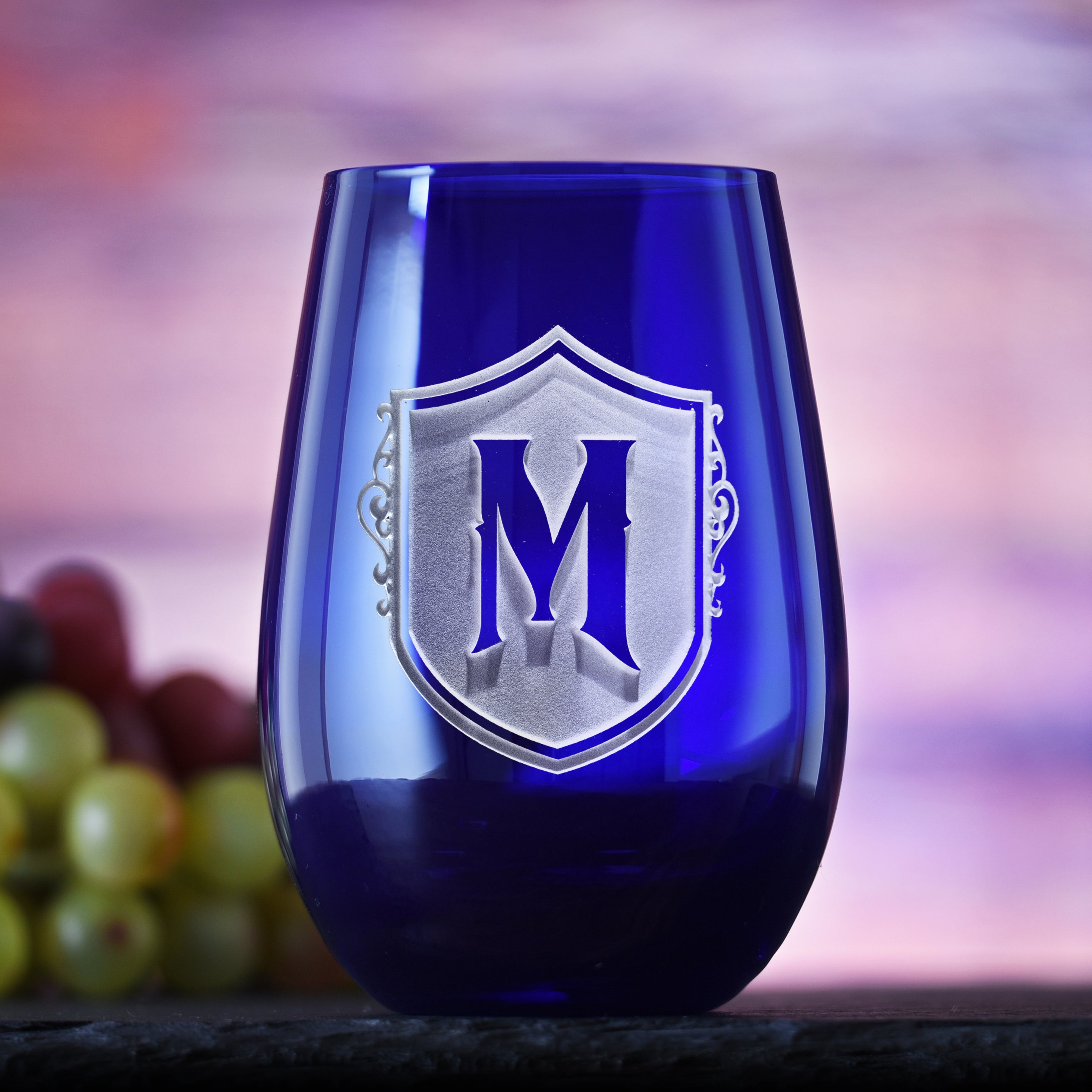 Stemless Blue Monogrammed Wine Drinking Glass Tumbler– Crystal Imagery