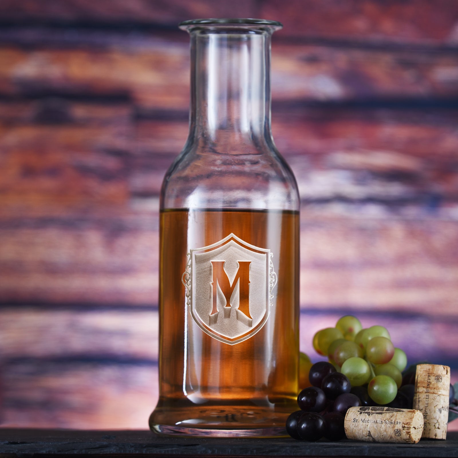 Custom Monogram In Shield Stolzle Purity Wine Carafe