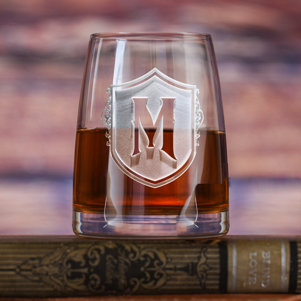 Monogrammed Shield Rocks DOF Glass Stolzle, Crystal