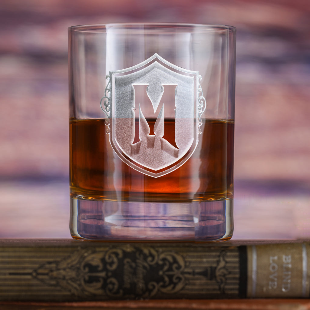 Custom, Engraved Stolzle Crystal Rocks DOF Glass