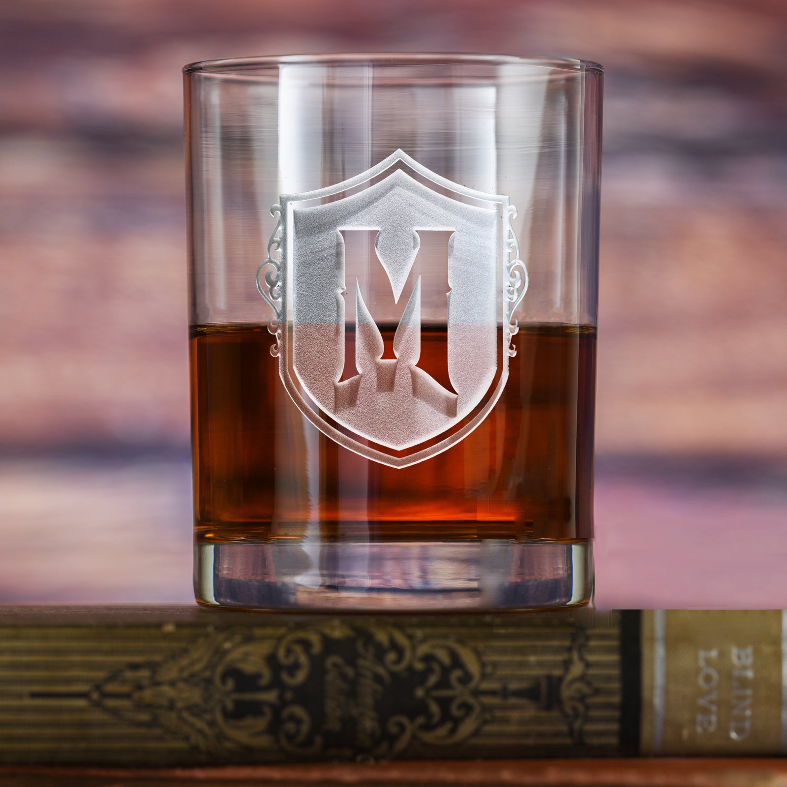 Monogrammed, Personalized Whiskey Glass M22