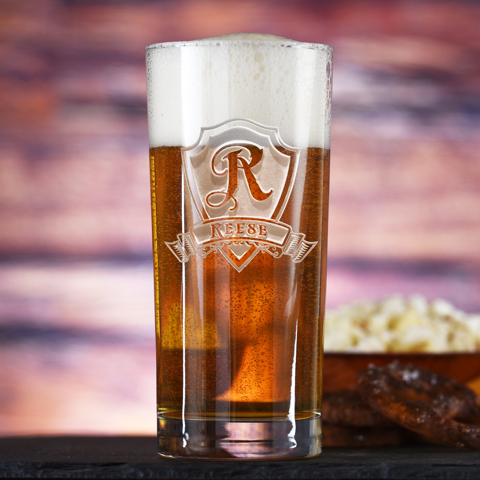 Highball Cooler Mixed Drink Glass, Engraved