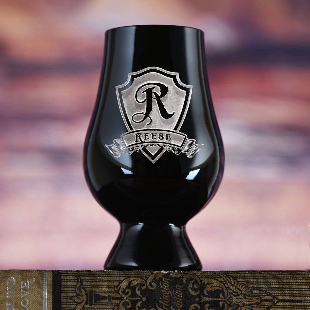 Engraved Black Glencairn Whisky Glass