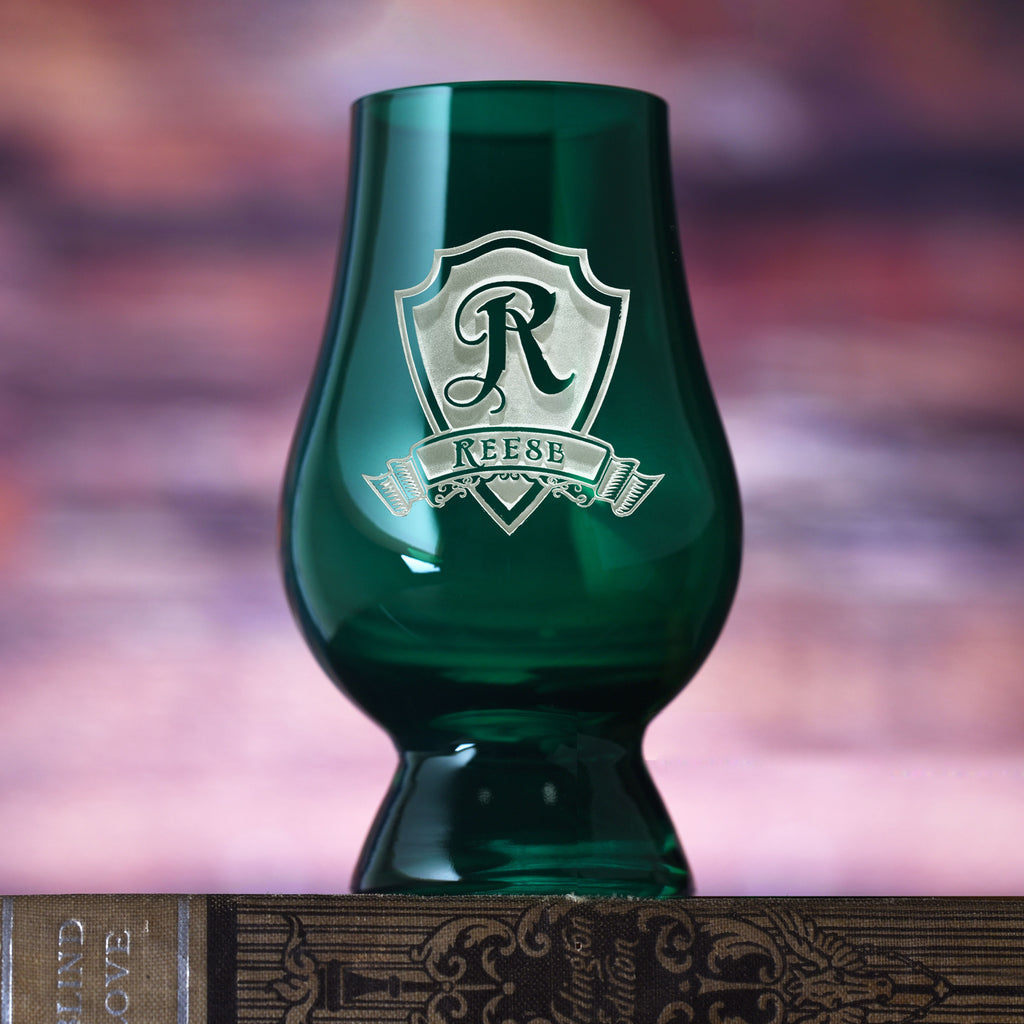 Green Glencairn Whisky Glass, Engraved