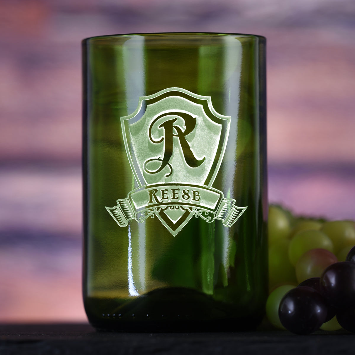 Green, Recycle Wine Bottle Glass, Engraved Tumbler