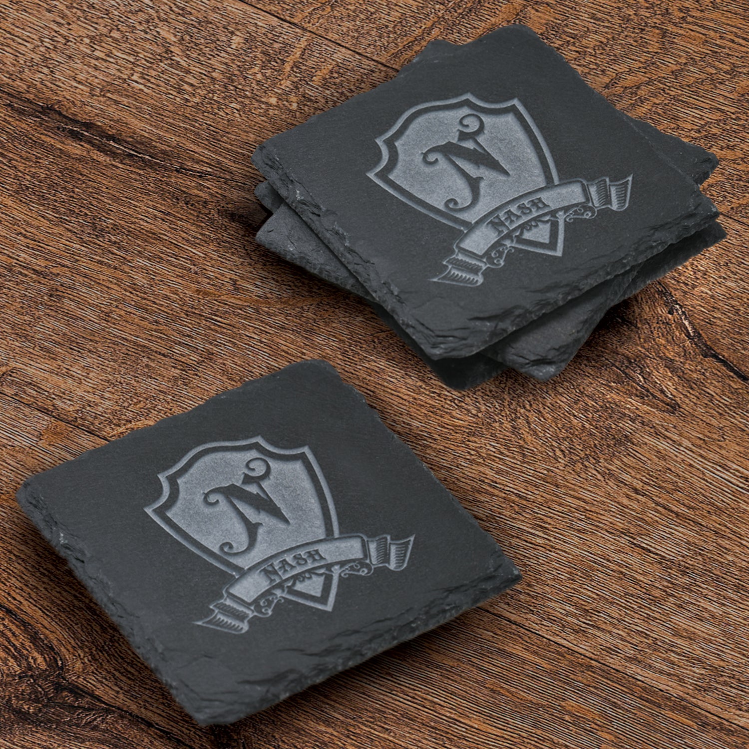 Custom, Engraved Slate Coasters (Set of 4)