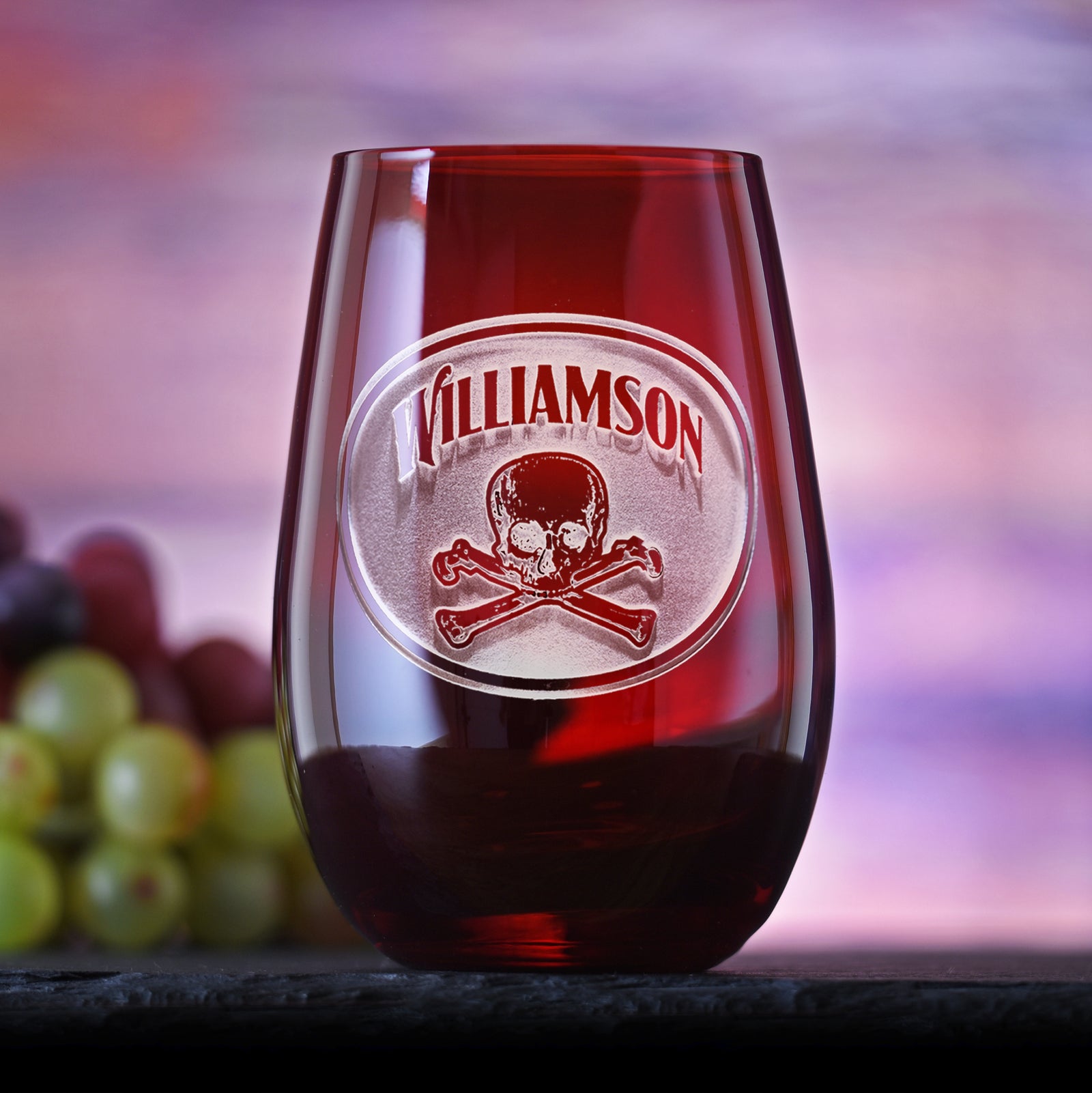Skull & Bones Engraved, Red Stemless Wine Glass Tumbler