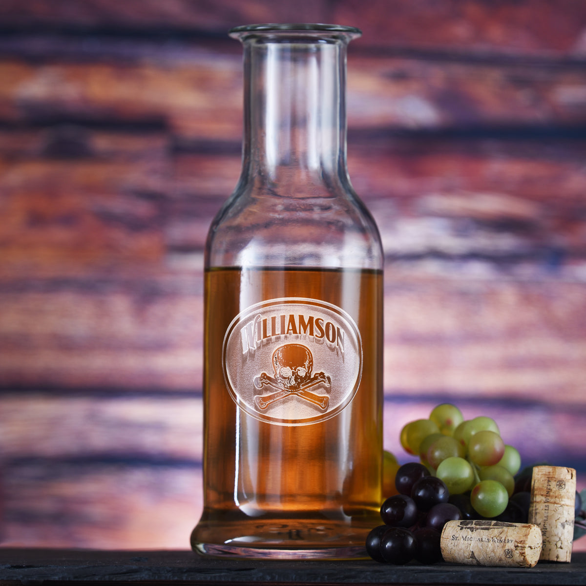 Skull &amp; Bones Engraved Wine Carafe