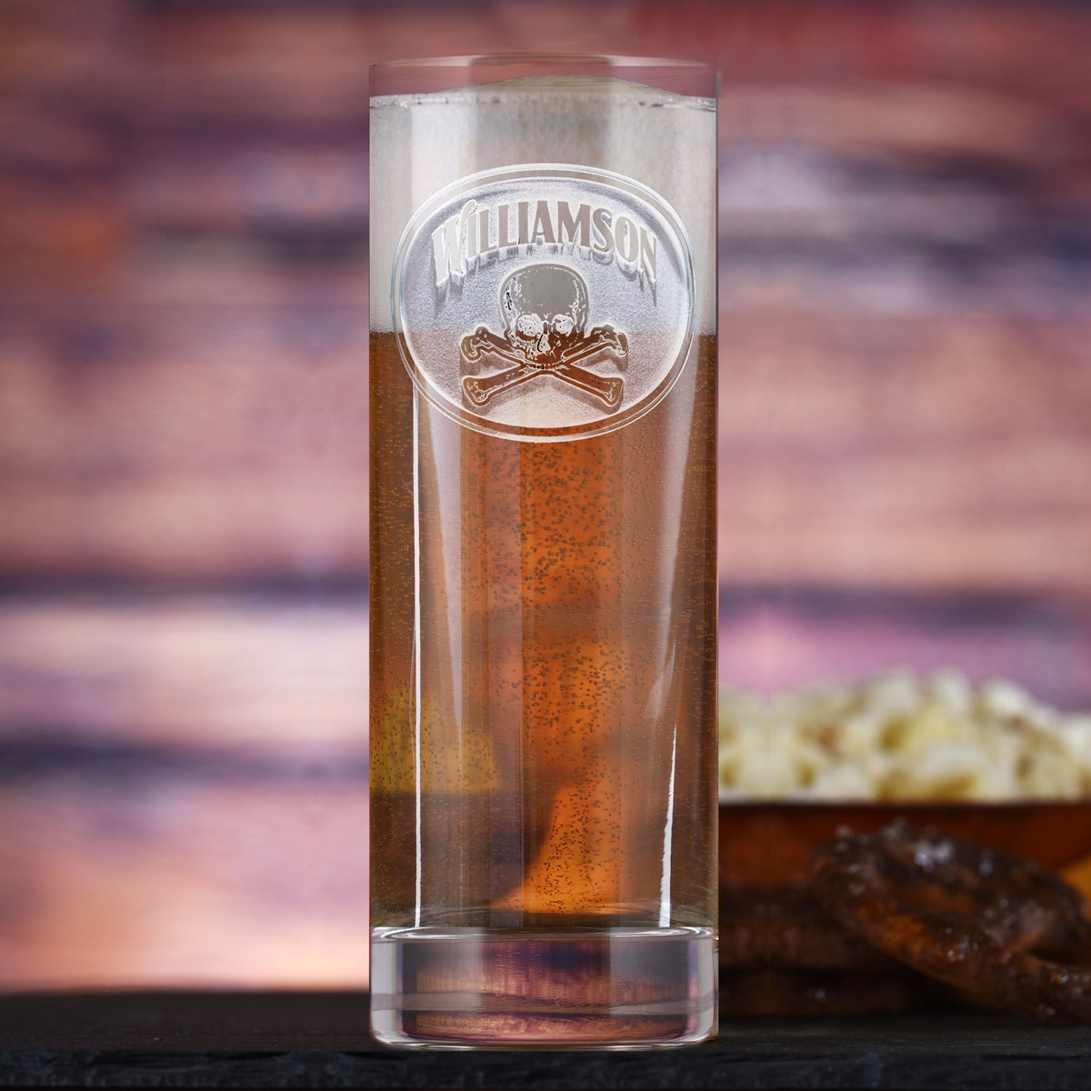 Skull and Crossbones Stolzle Crystal New York Tall Tumbler