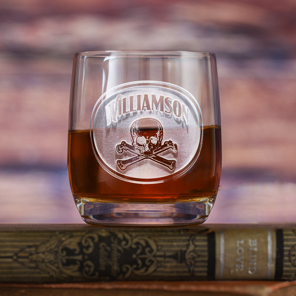 Skull &amp; Bones Stolzle Weinland Crystal Rocks Whiskey Glass