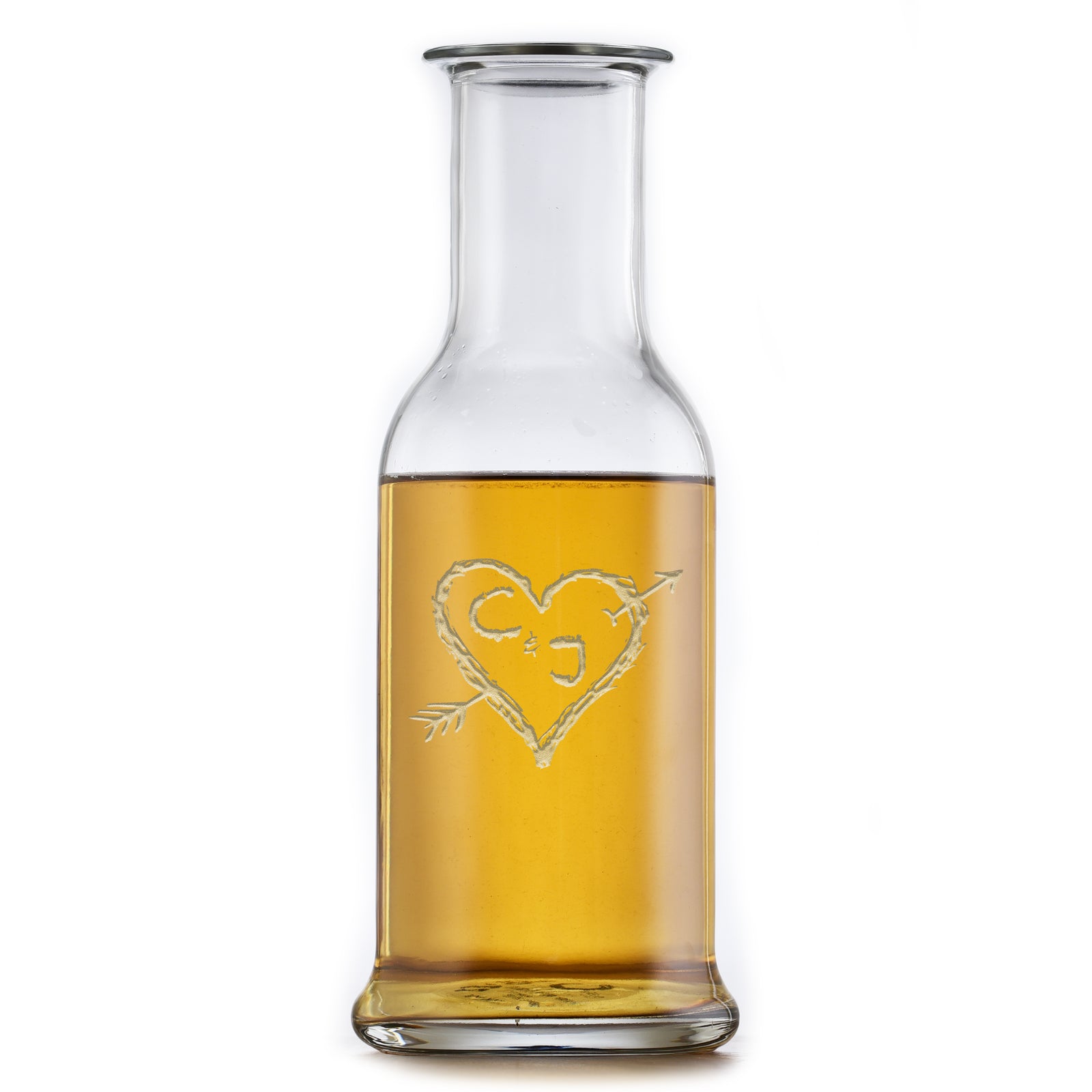 Heart & Arrow Etched Wine Carafe