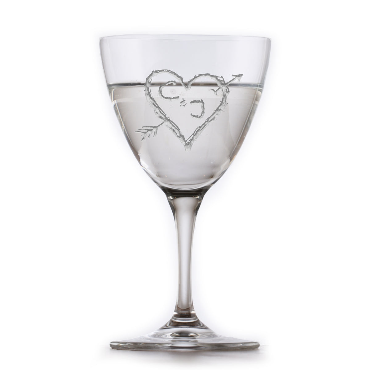 Heart & Arrow Nick & Nora Crystal Martini Glass
