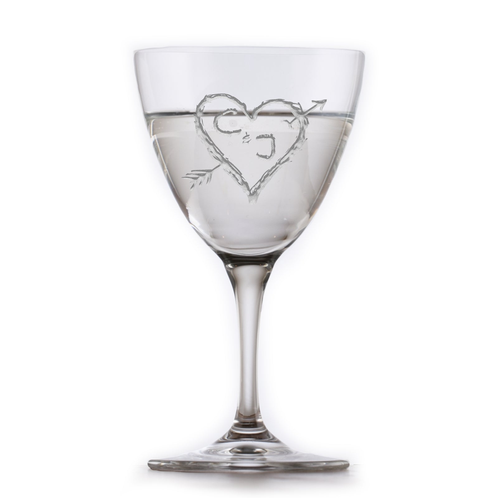 Heart & Arrow Nick & Nora Crystal Martini Glass