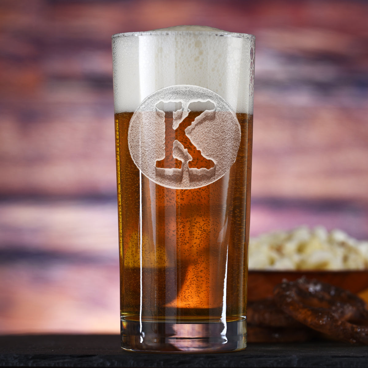 Typewriter Font, Engraved Highball Cooler Glass