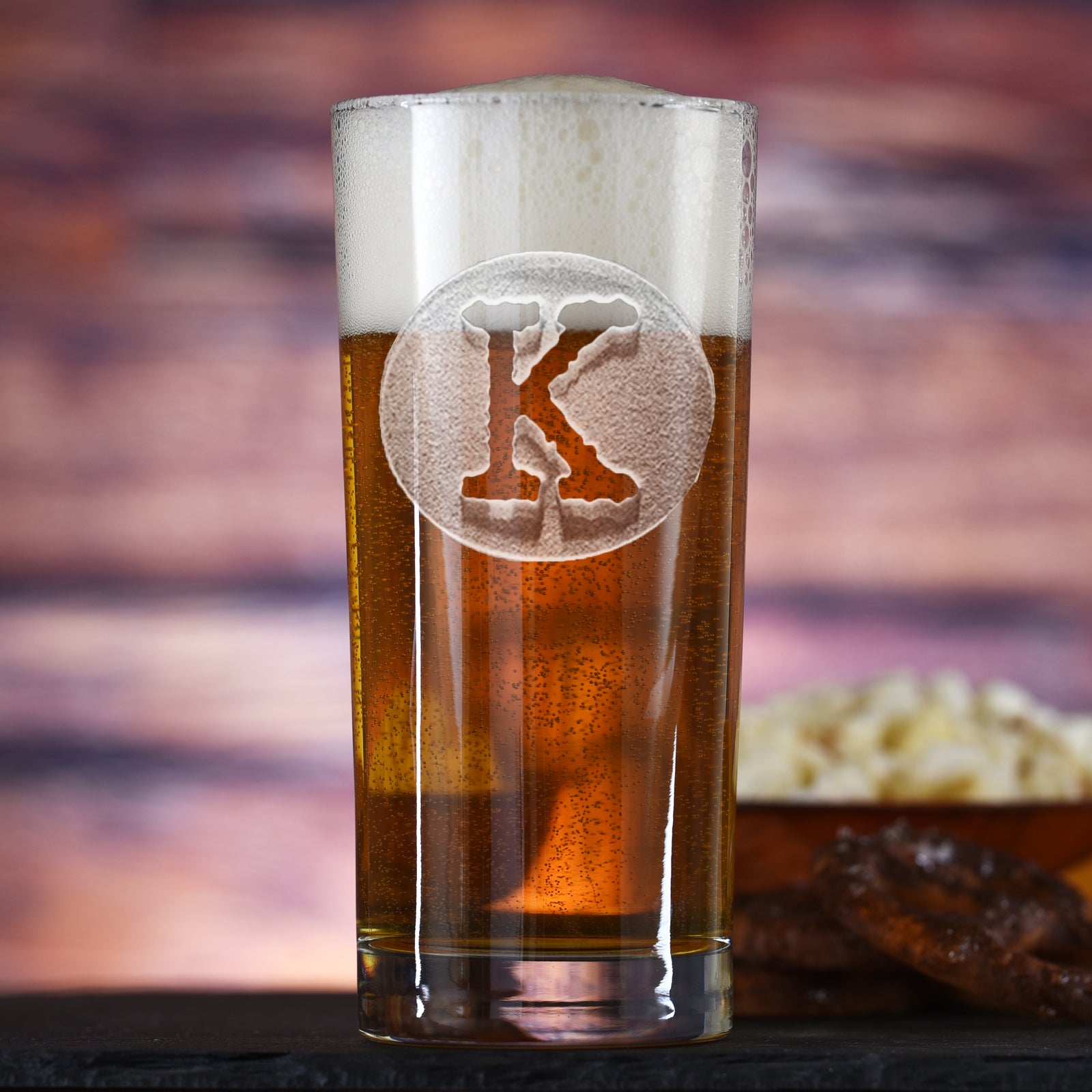 Typewriter Font, Engraved Highball Cooler Glass