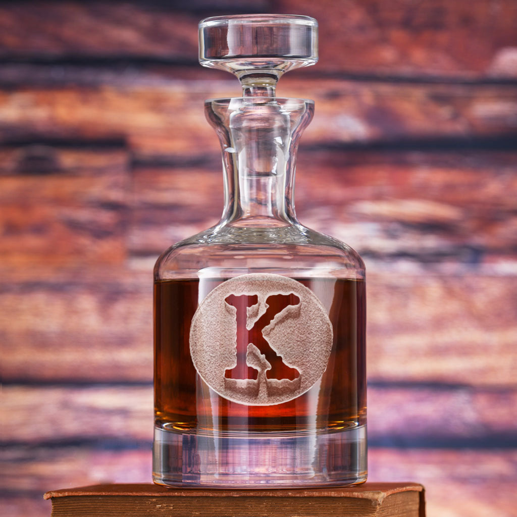 Circle Initial Whiskey Scotch Decanter