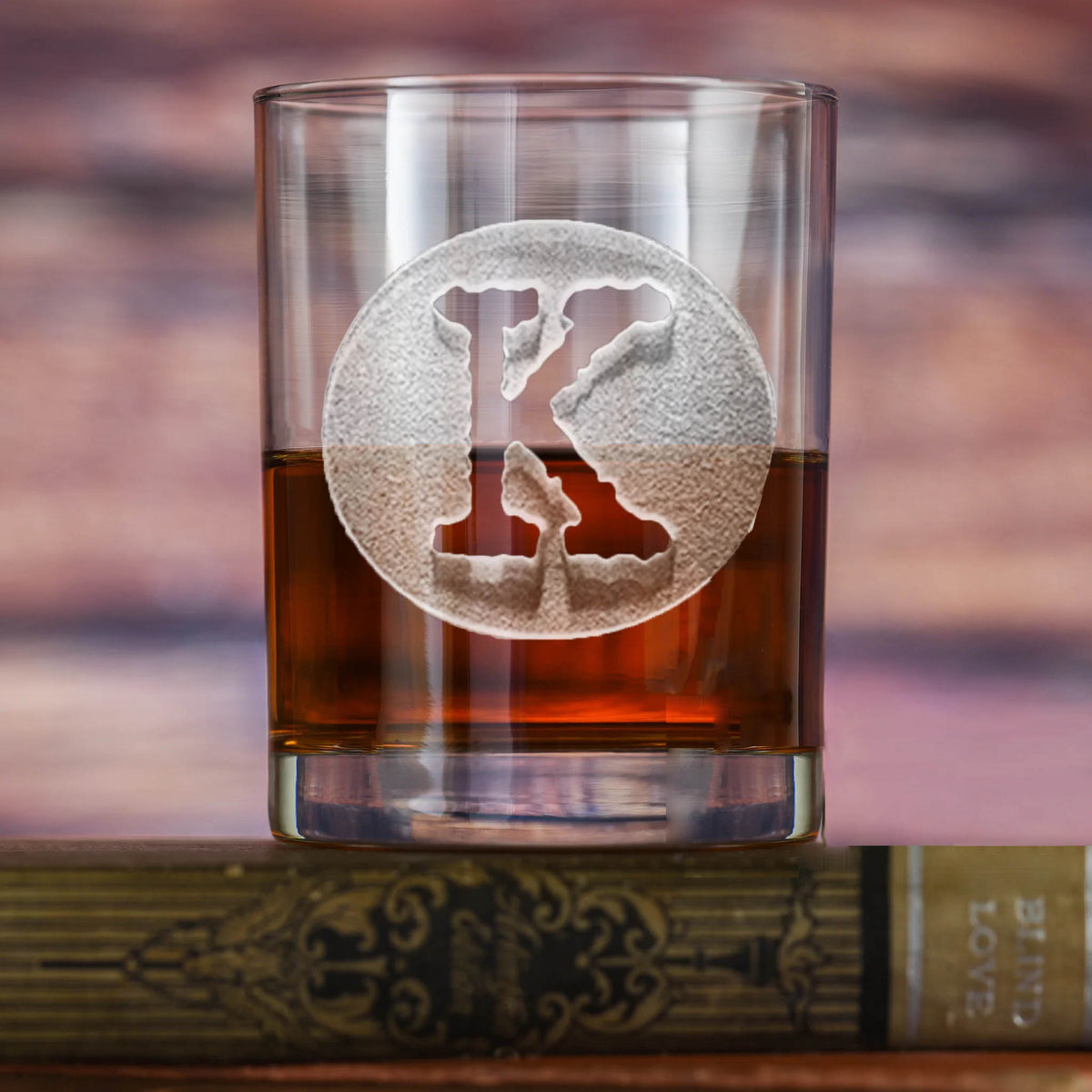 Type Font Monogram Whiskey Glass
