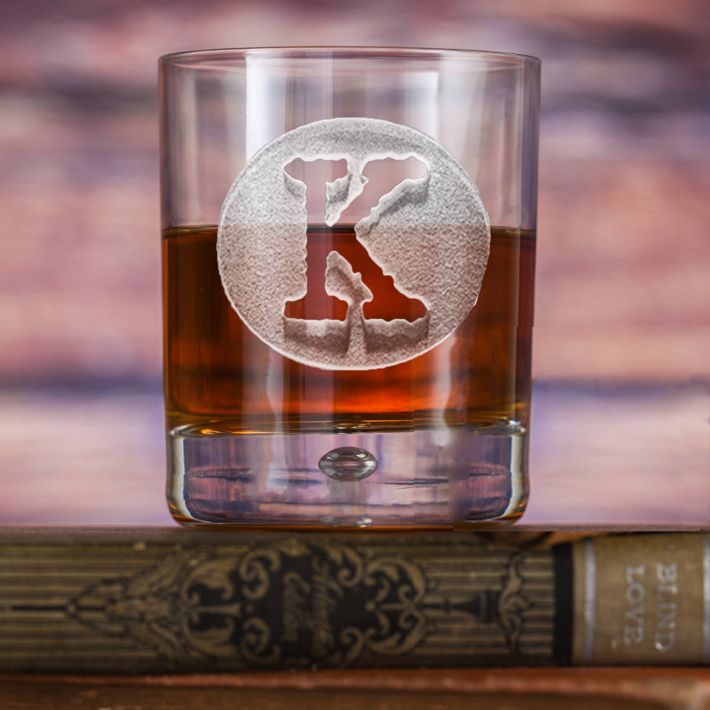 Engraved Rocks Glass with Initial