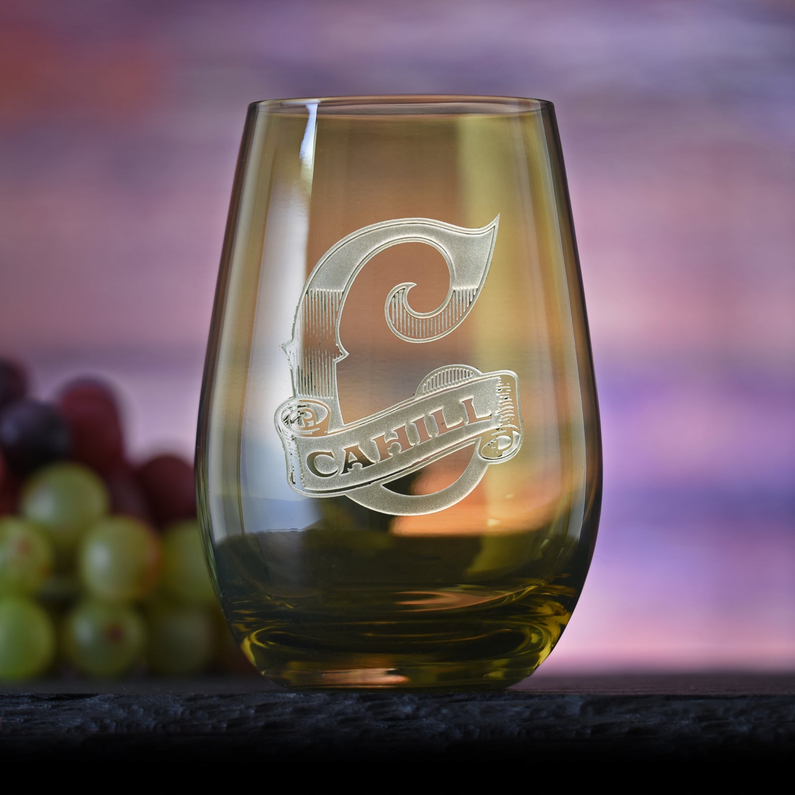 Custom, Engraved Green Stemless Wine Glass Tumbler