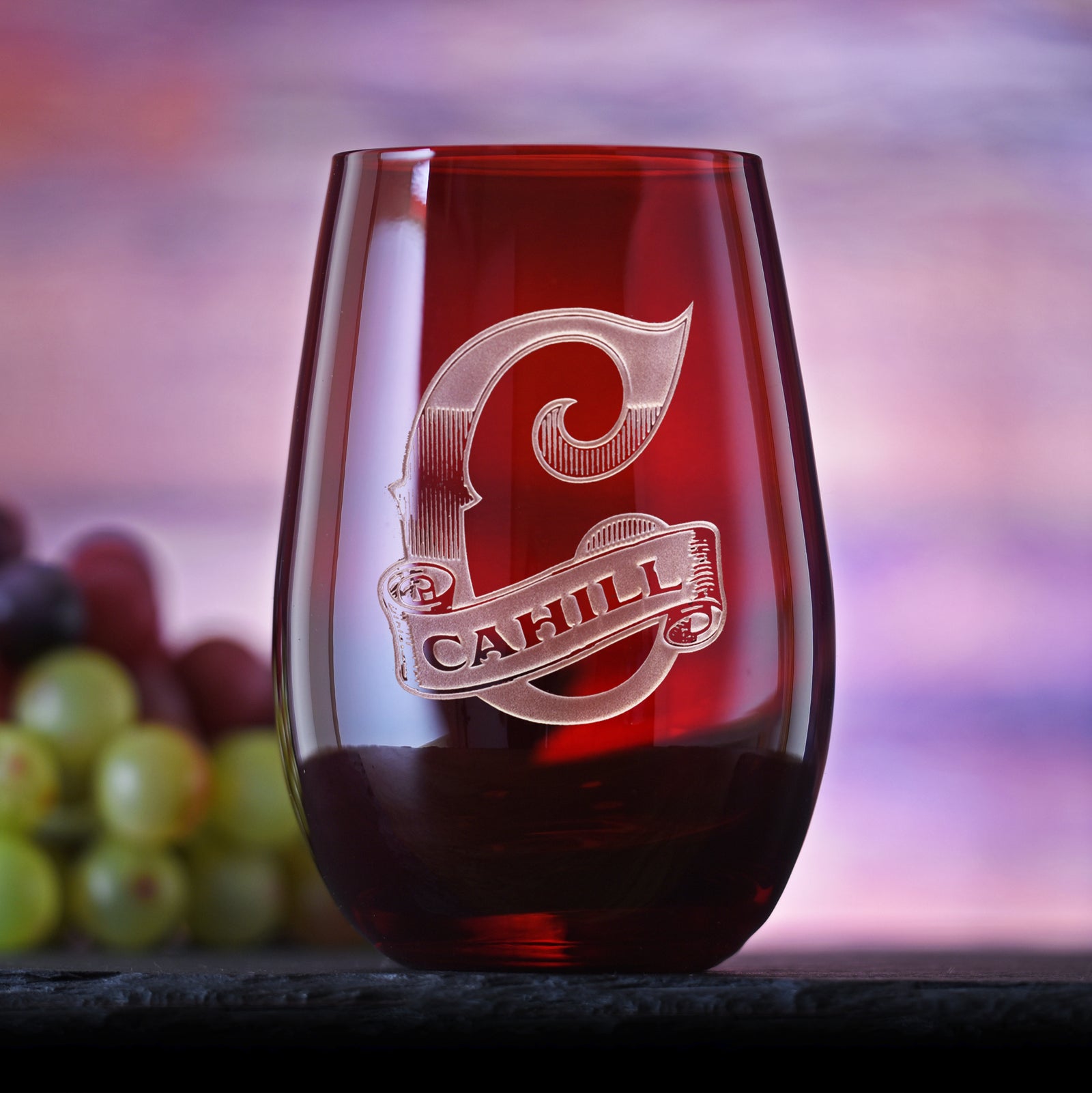 Custom, Engraved Red Stemless Wine Glass Tumbler
