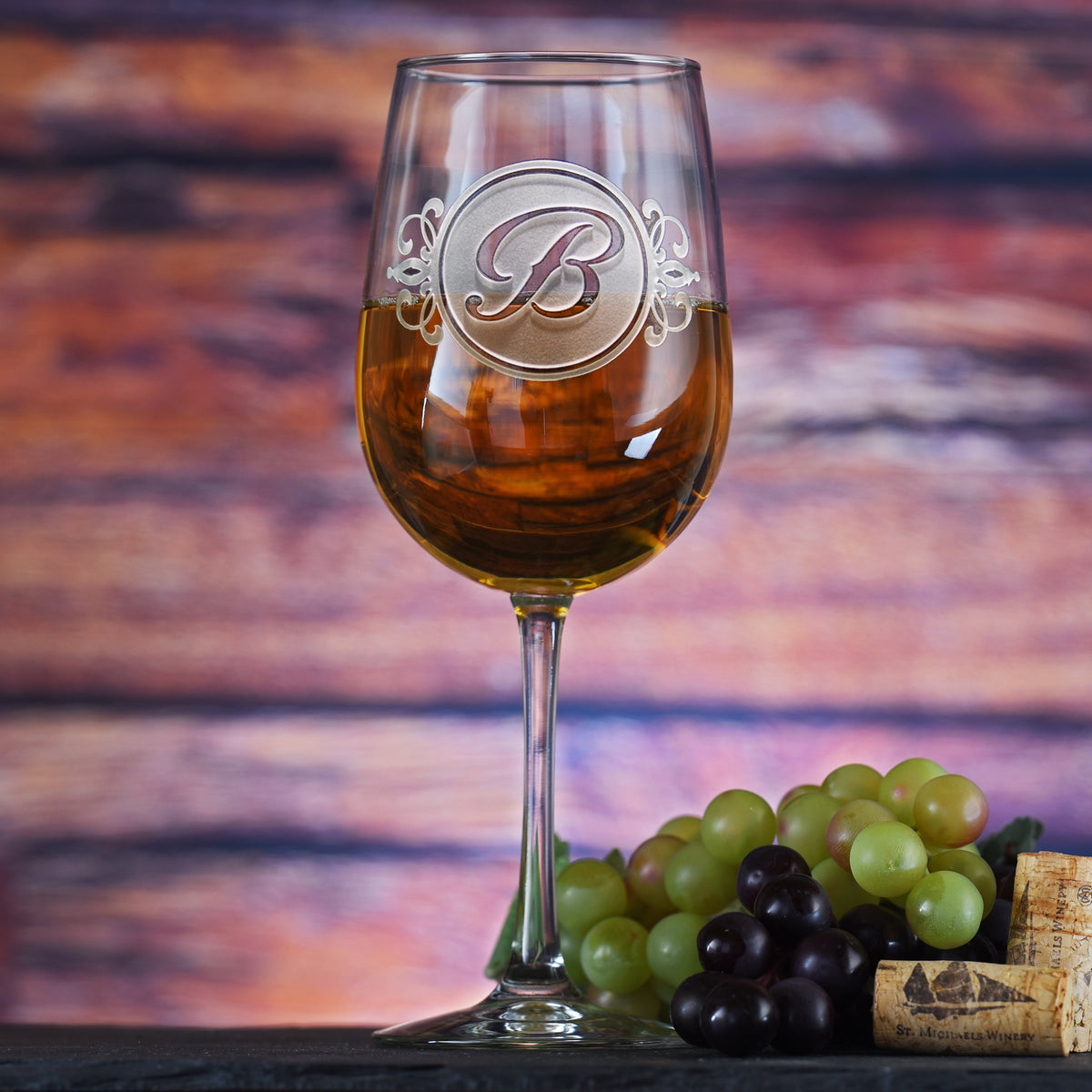 Monogrammed Engraved Wine Glass M7