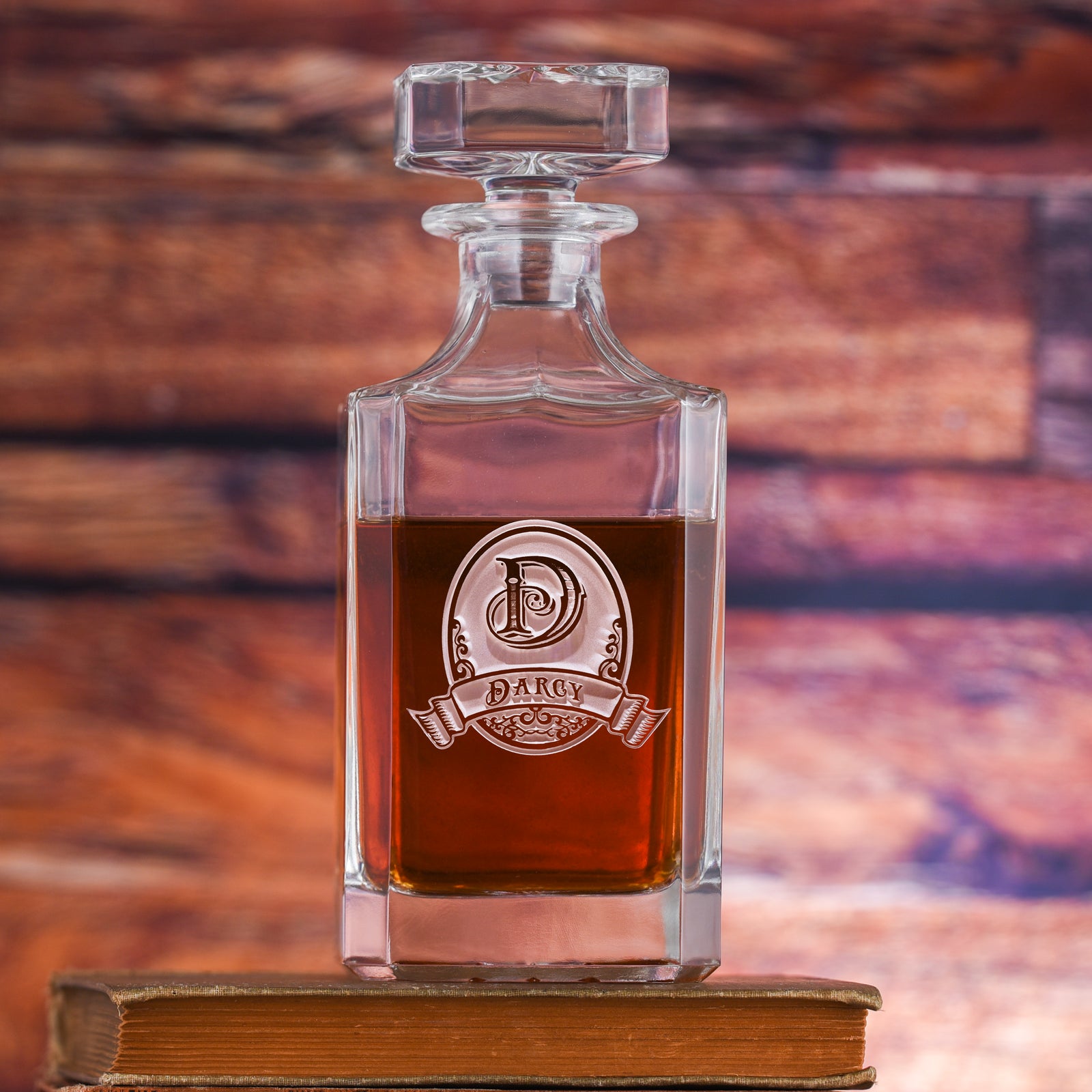 Custom, Engraved Square Whiskey Decanter