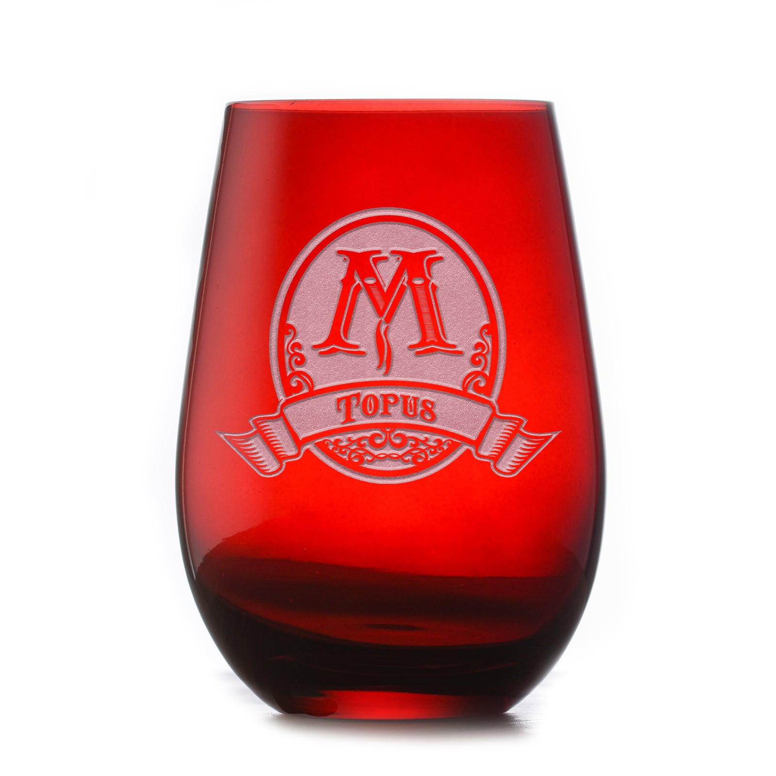 Personalized, Red Stemless Wine Glass Tumbler