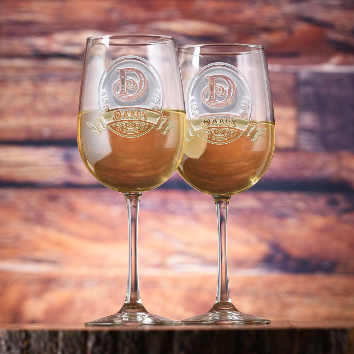 Monogrammed, Etched Wine Glass Gift Sets