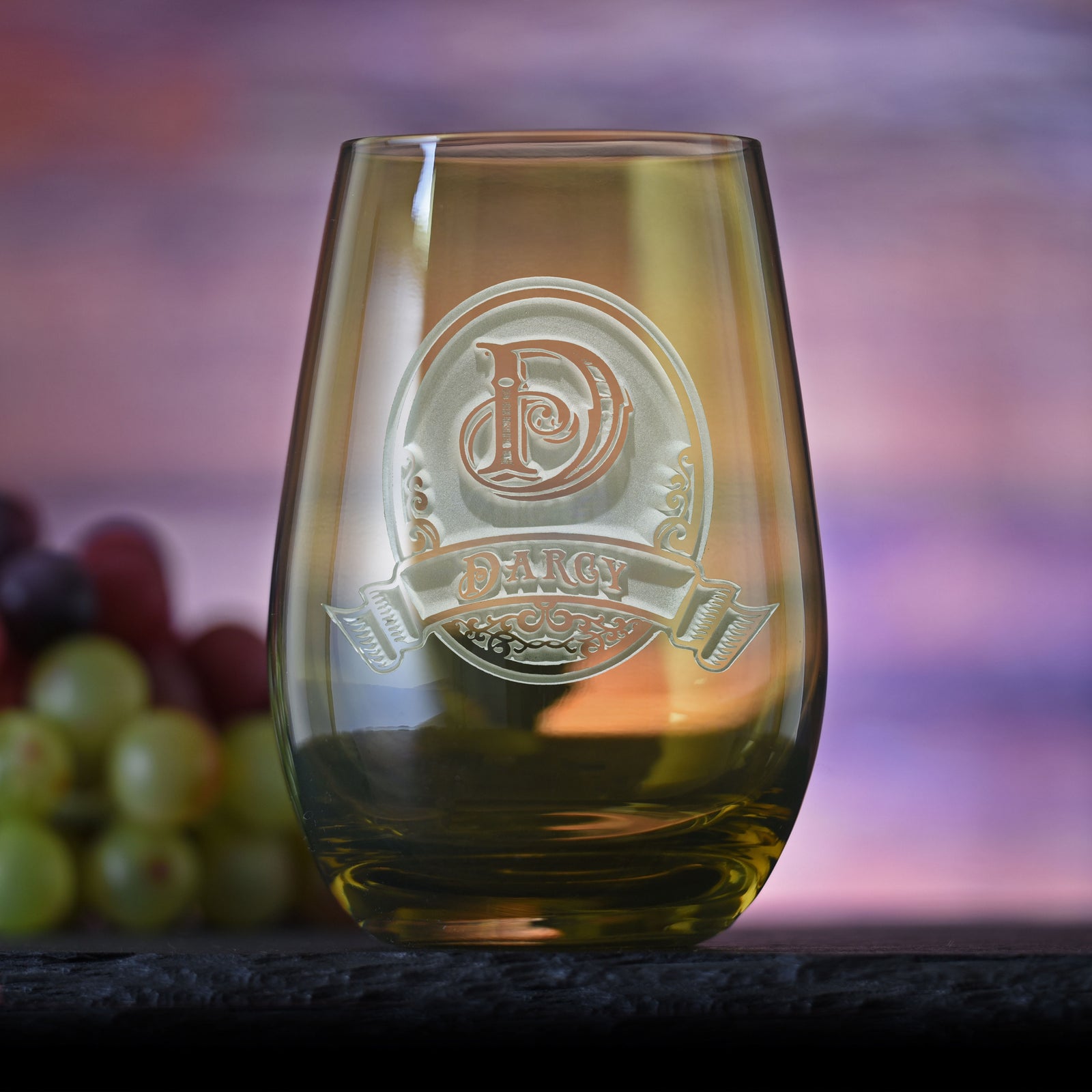 Personalized Green, Stemless Wine Glass Tumbler