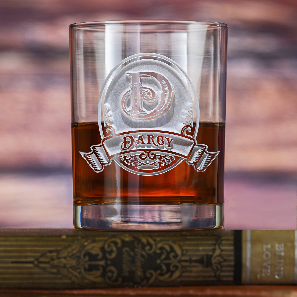 Monogrammed, Personalized Whiskey Glass M8