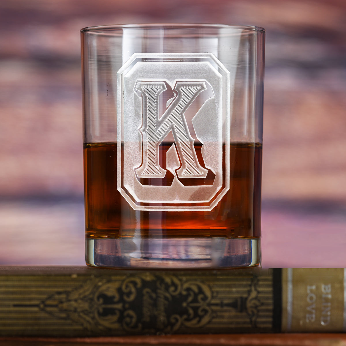 Monogrammed Full Emerald Design Whiskey Glass