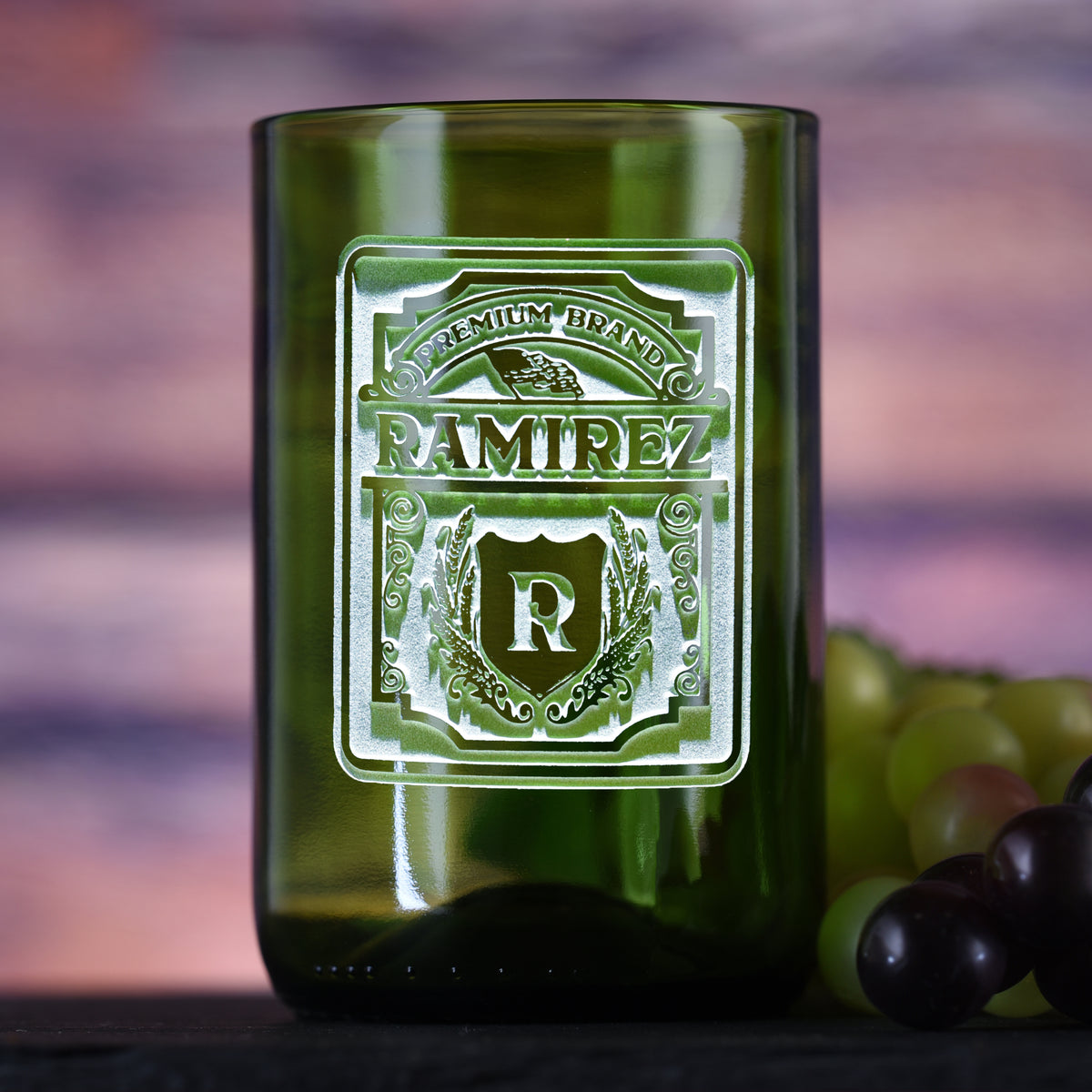 Personalized Wine Glass Tumbler Green Crystal Imagery