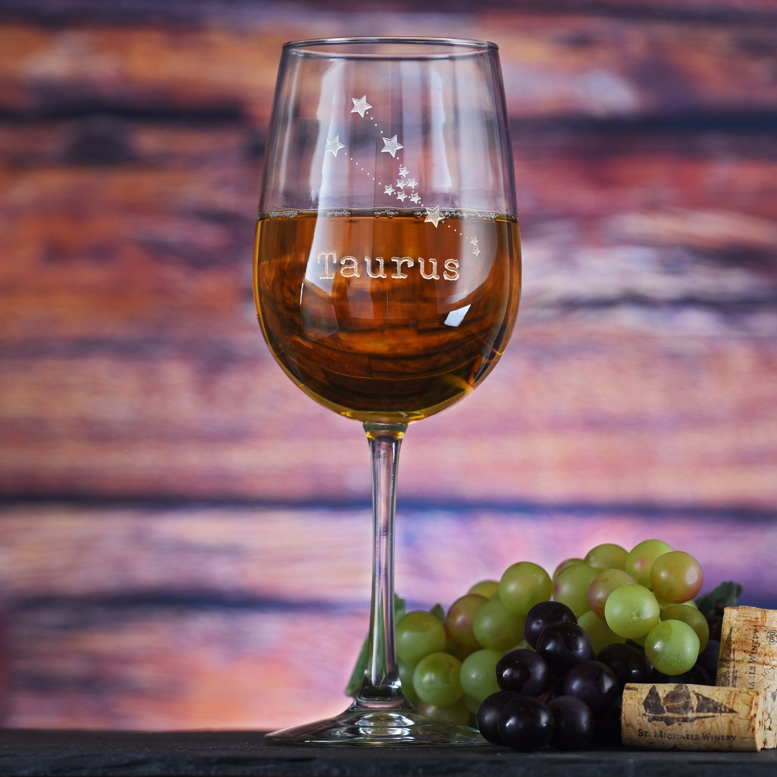 Constellation Zodiac Sign, Wine Glass, Engraved