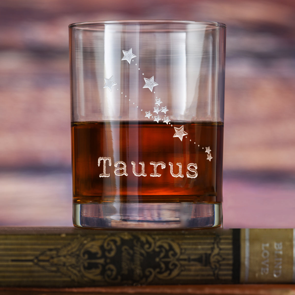 Constellation Zodiac Sign, Rocks Whiskey Glass, Engraved