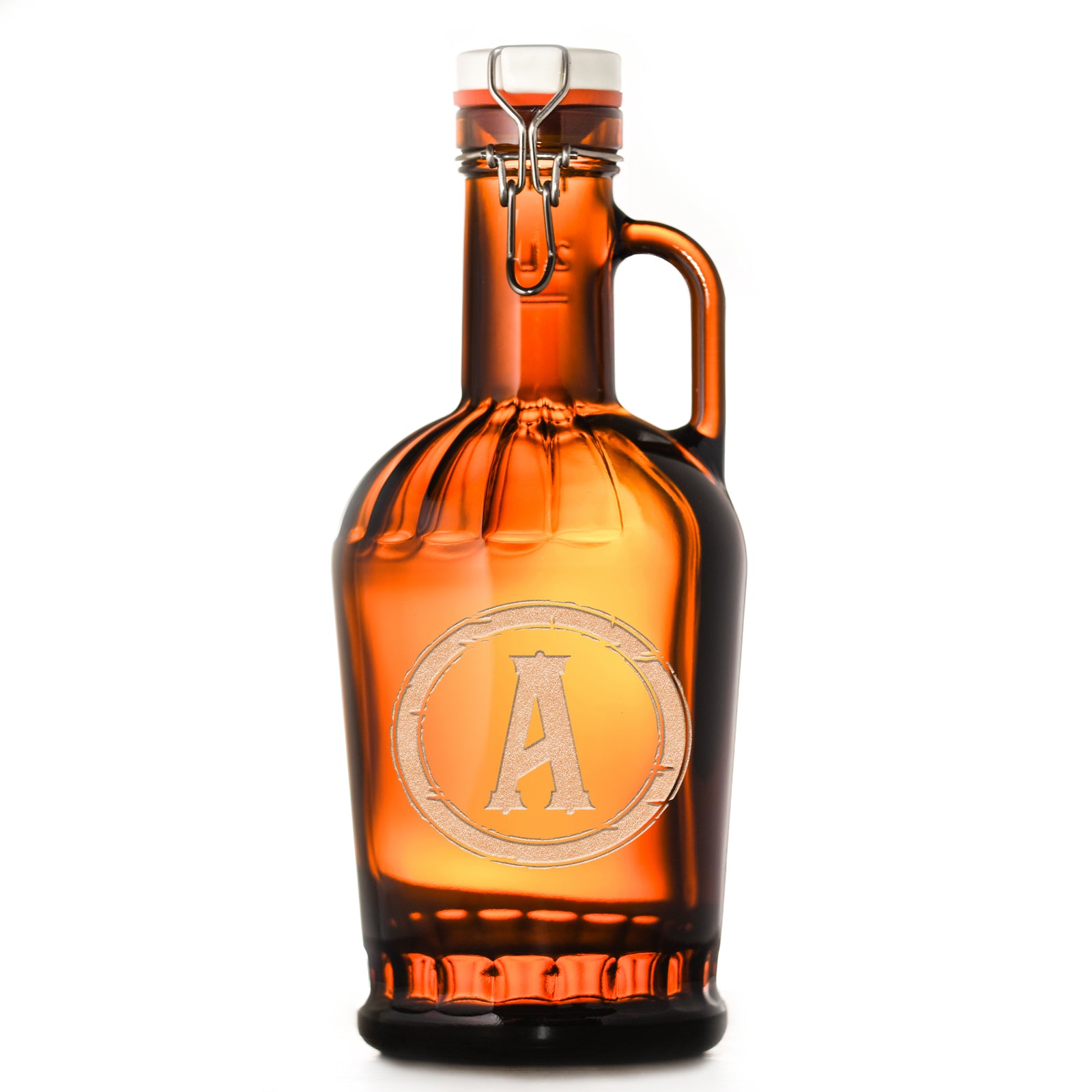 German Grolsch Beer Growler, Rustic Monogram, Engraved