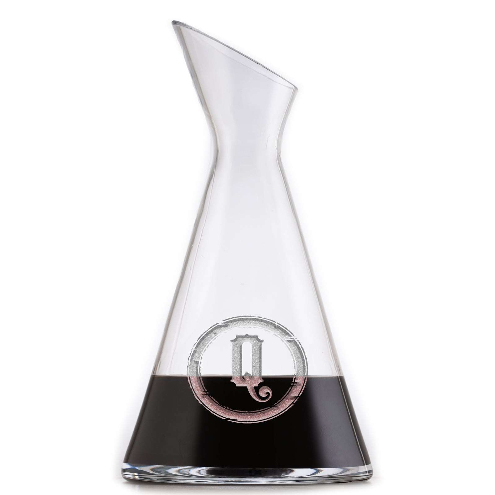 Monogrammed, Engraved Slant Wine Carafe Decanter