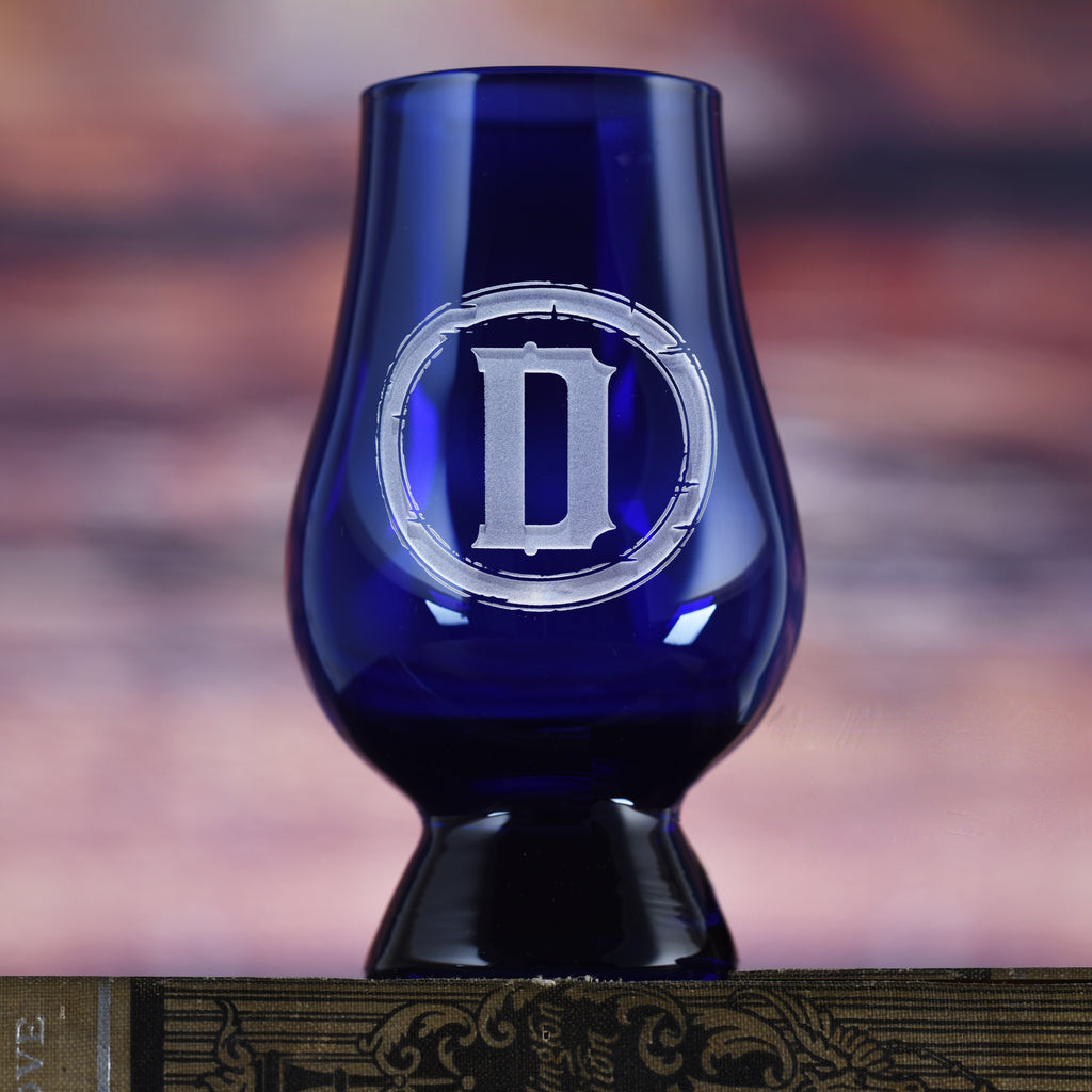 Engraved Blue Glencairn Whisky Glass - with Monogram