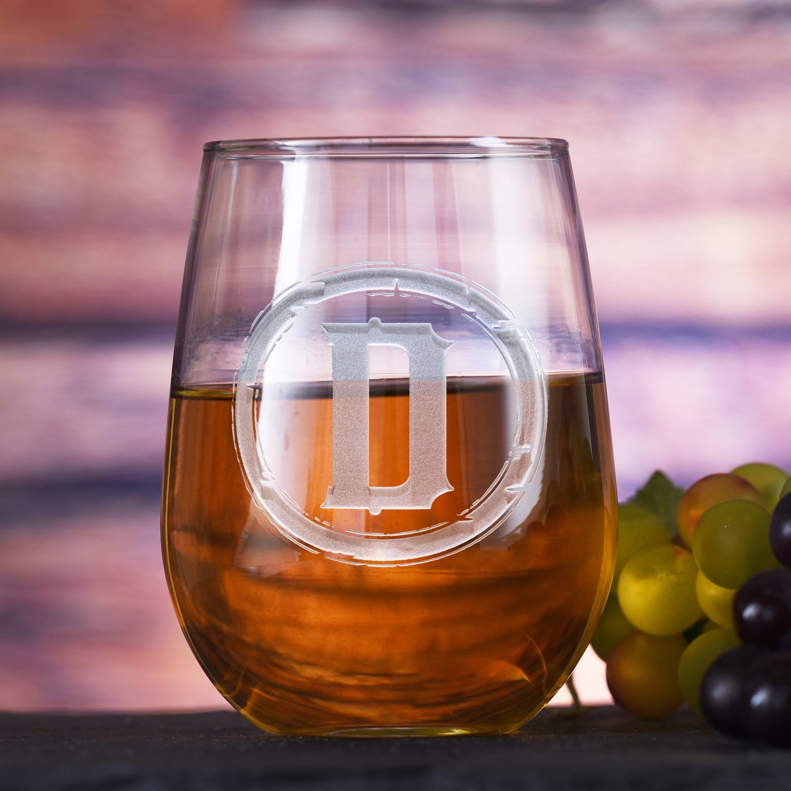 Monogrammed Stemless Wine Glass M9