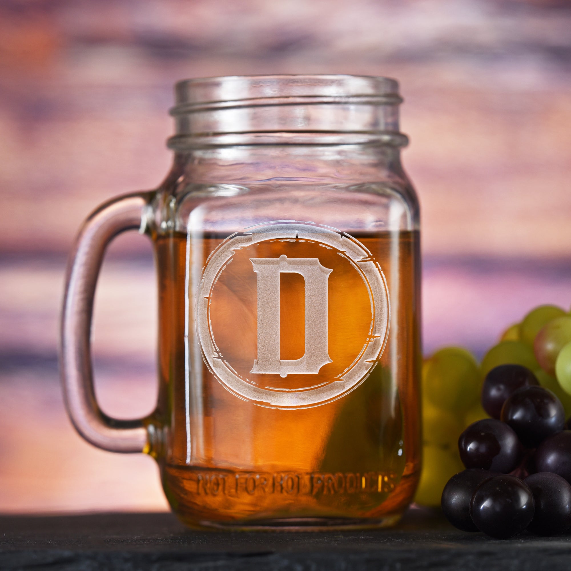 Rustic Glass Jar with Custom Monogram Design