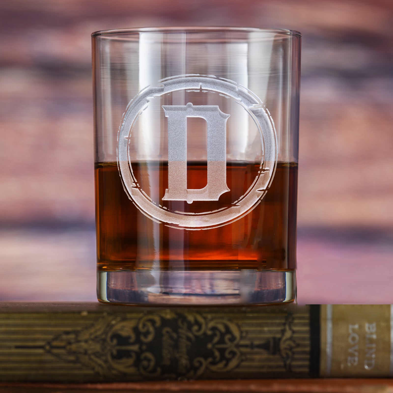 Monogrammed, Personalized Whiskey Glass M9