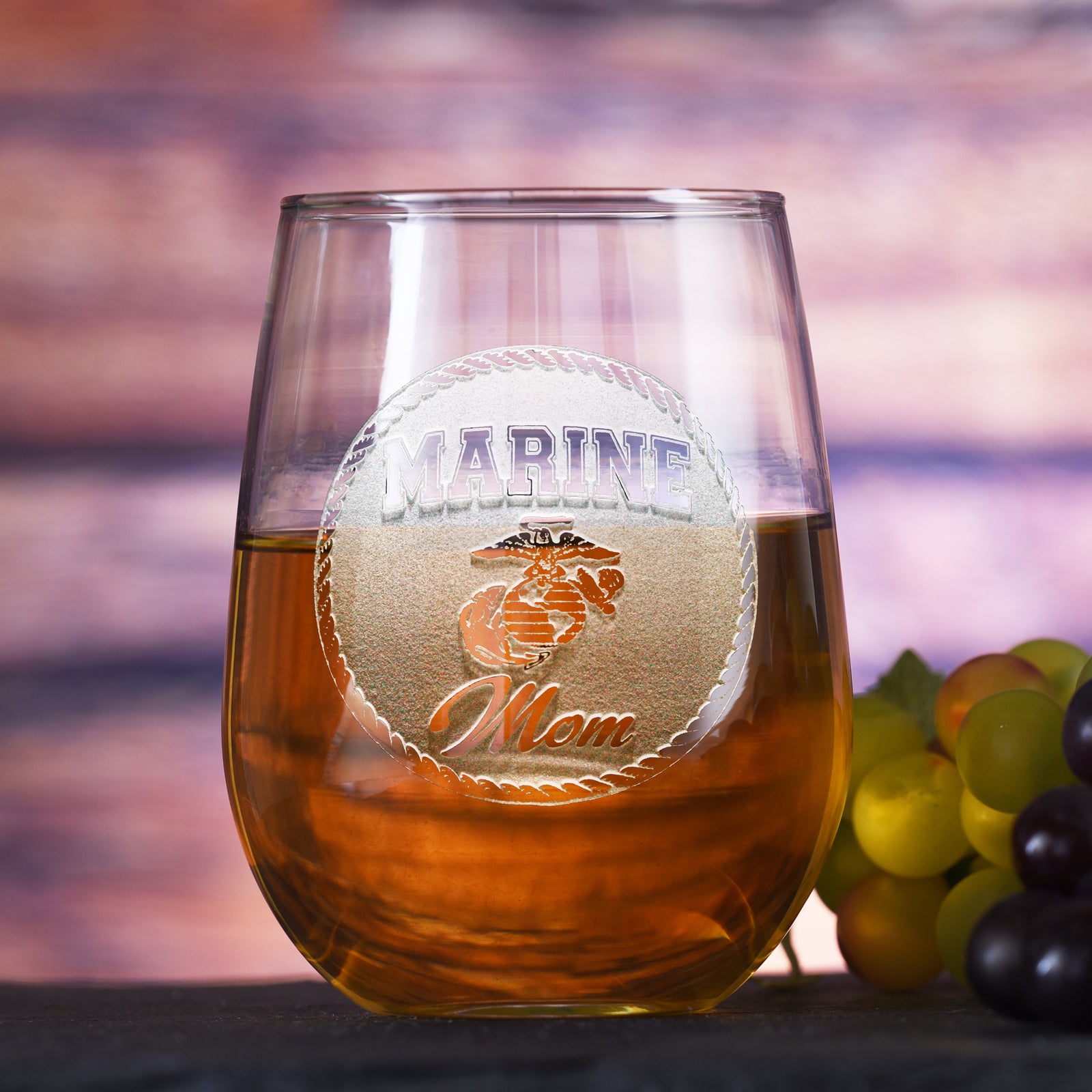 Marine Mom Stemless Wine Glass
