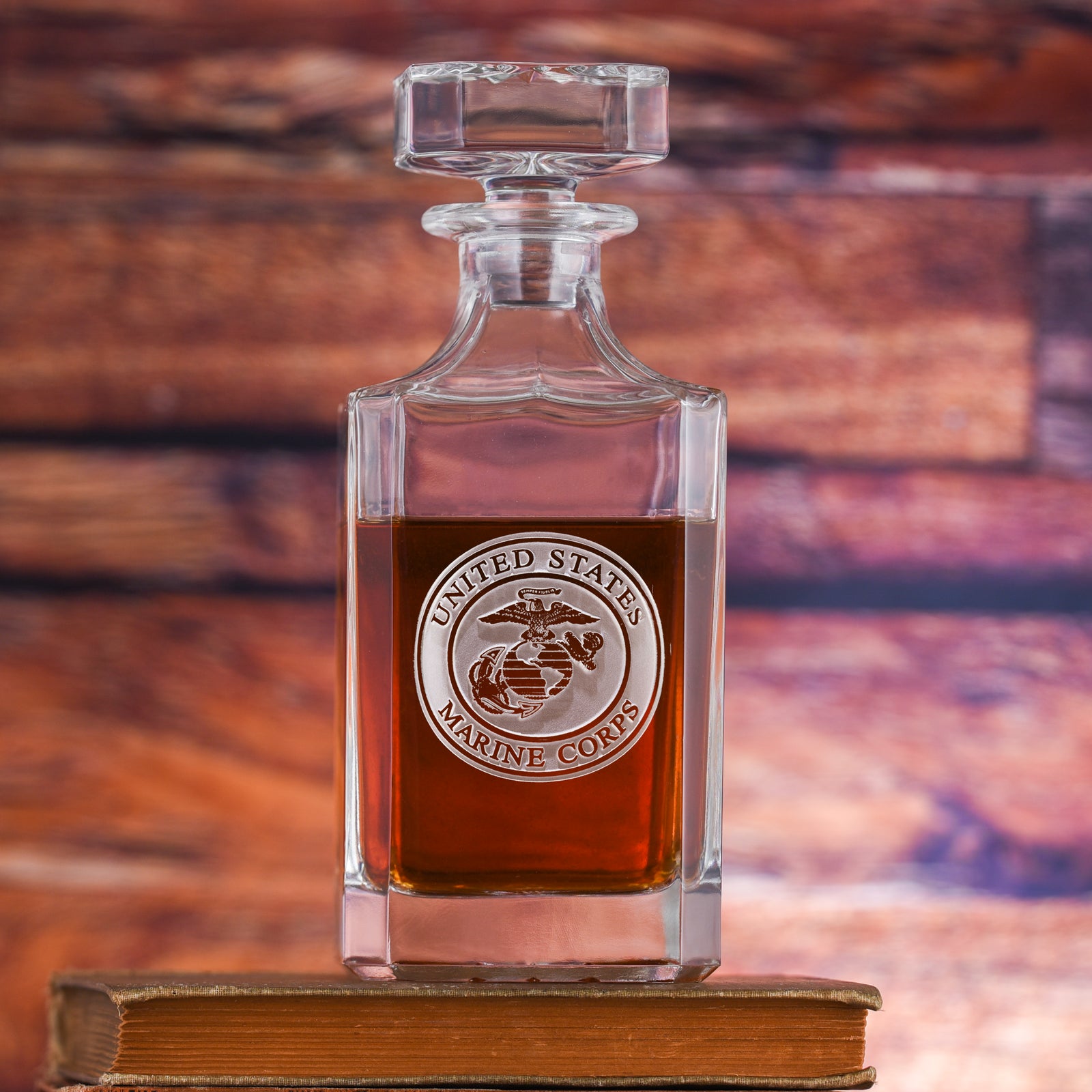Marines Engraved Square Whiskey Decanter
