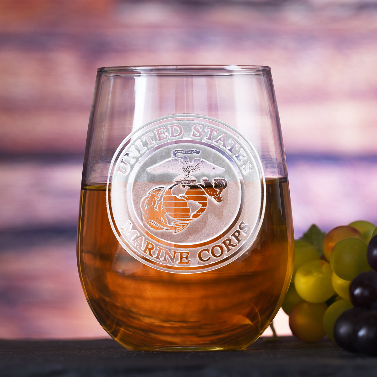 Marines Military Stemless Wine, Engraved