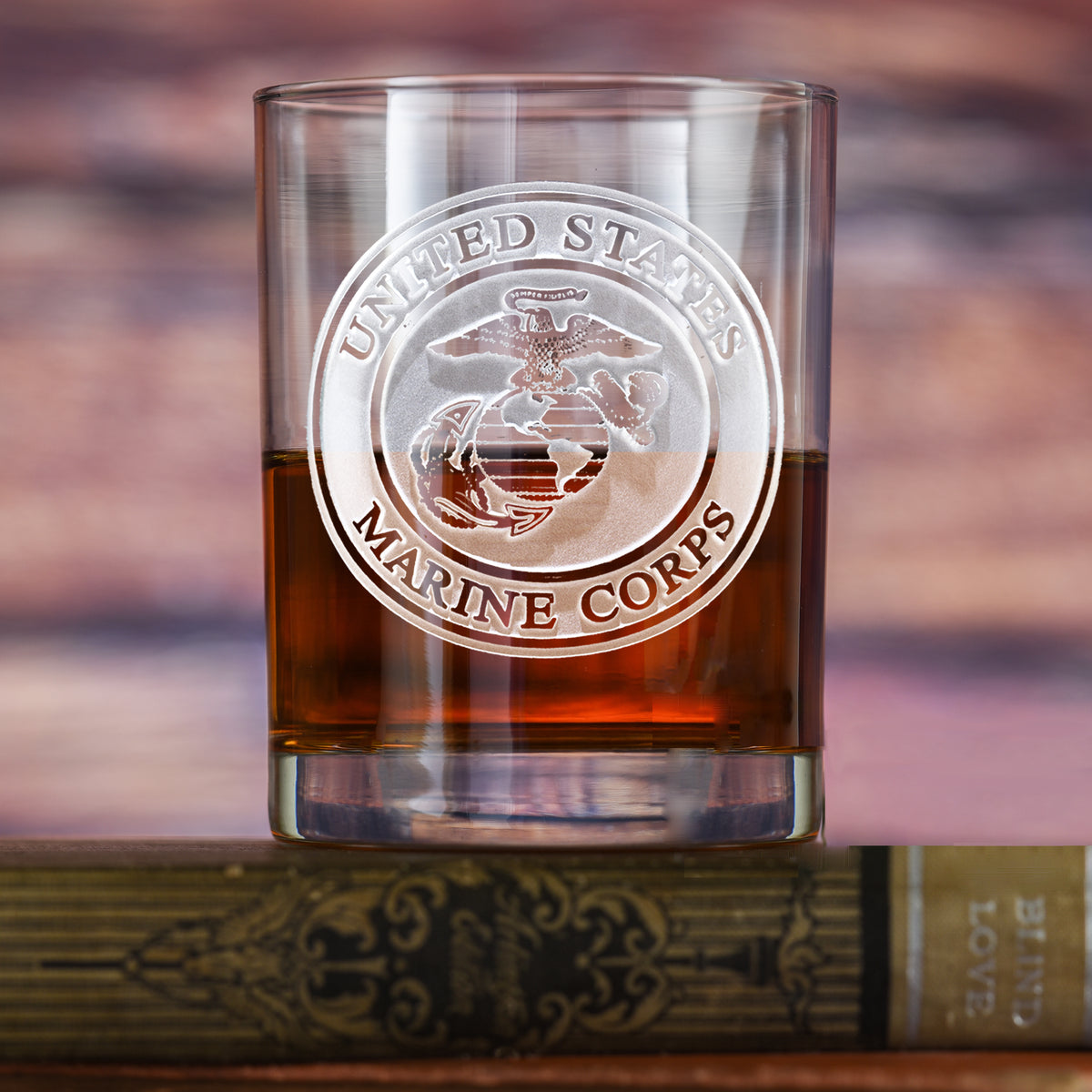 Marines Military Whiskey Glass, Engraved