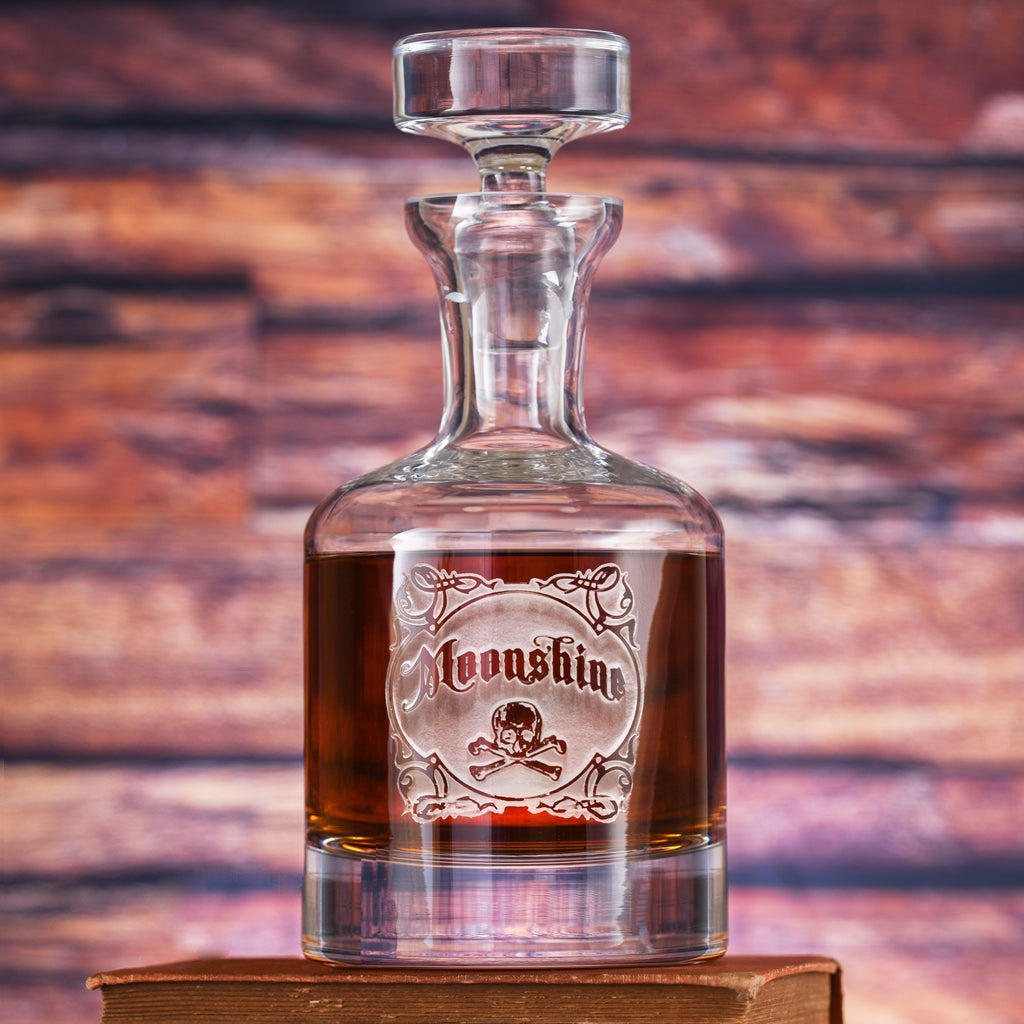 Engraved Moonshine Whiskey Scotch Bourbon Decanter