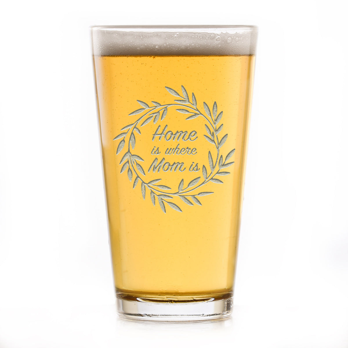 "Home Is Where Mom Is" Pub Pint Beer Glass, Mother's Day Gift Ideas