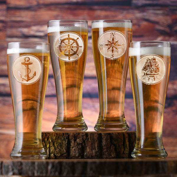 Personalized Pilsner Glass Fancy Letter Design Beer Glass 